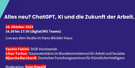 Teaser für neue DGB-Dialogreihe zu ChatGPT und KI
